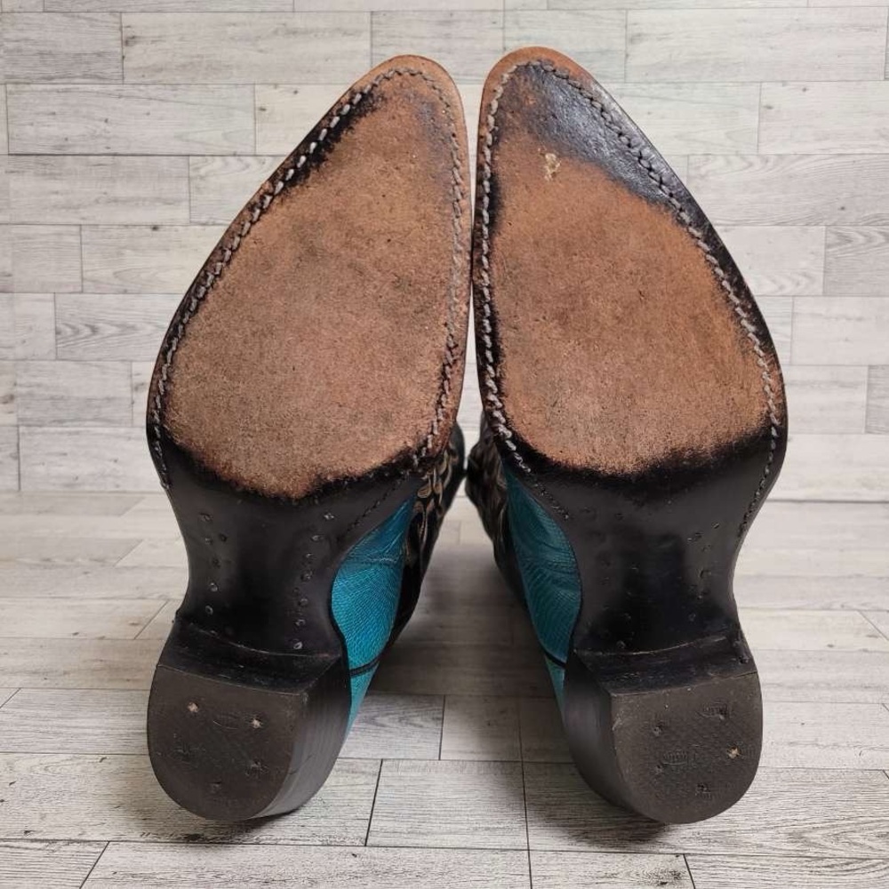 Women's Justin Western Turquoise Lizard Leather Rodeo Cowboy Boots Size 6.5 B - Picture 8 of 10